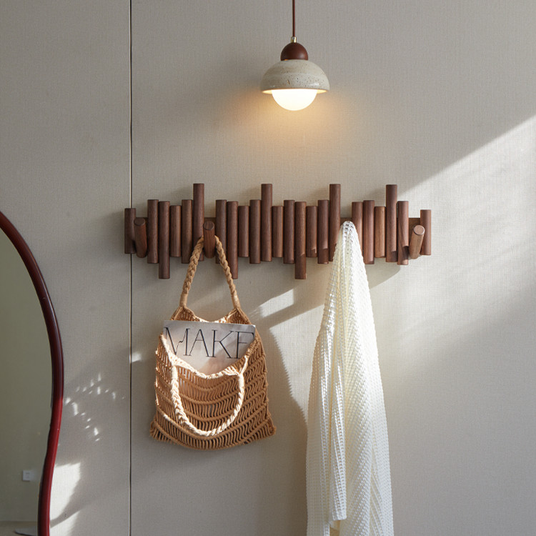 实木钢琴键挂衣架墙上壁挂入户挂衣钩进门玄关衣帽衣服挂钩免打孔