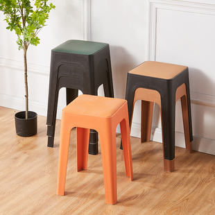 可叠放加厚塑料凳子叠摞家用皮面软包凳现代高凳轻奢矮凳简约方凳