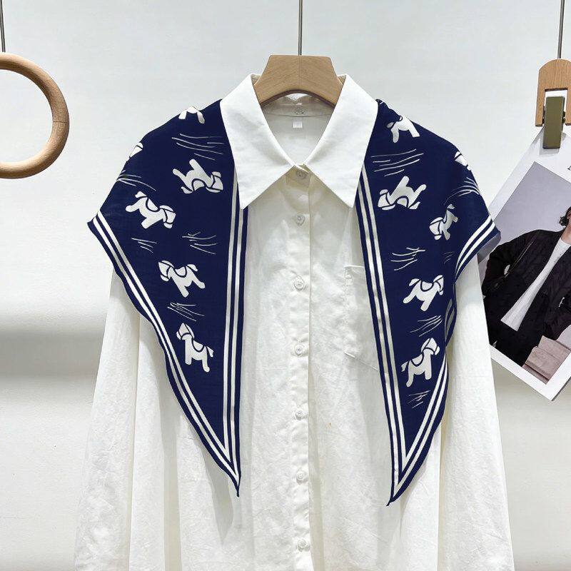 定制logo礼盒装小马印花丝巾三角巾女百搭围巾衬衣发带领巾披肩