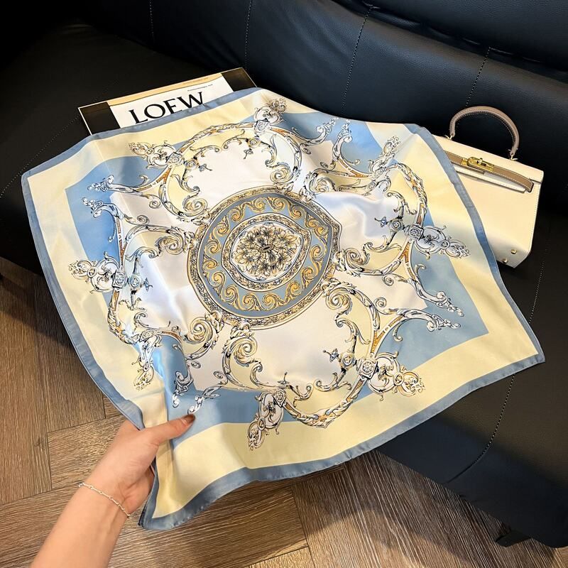 合集7070新款蓝色丝巾高级感仿真