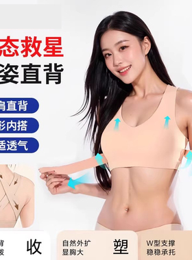 日本矫姿带内衣矫姿二合一防驼背隐形挺背提拉聚拢小胸美背文胸罩