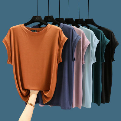 2025夏季新款圆领无袖T恤女宽松大码上衣纯色显瘦背心内搭打底衫