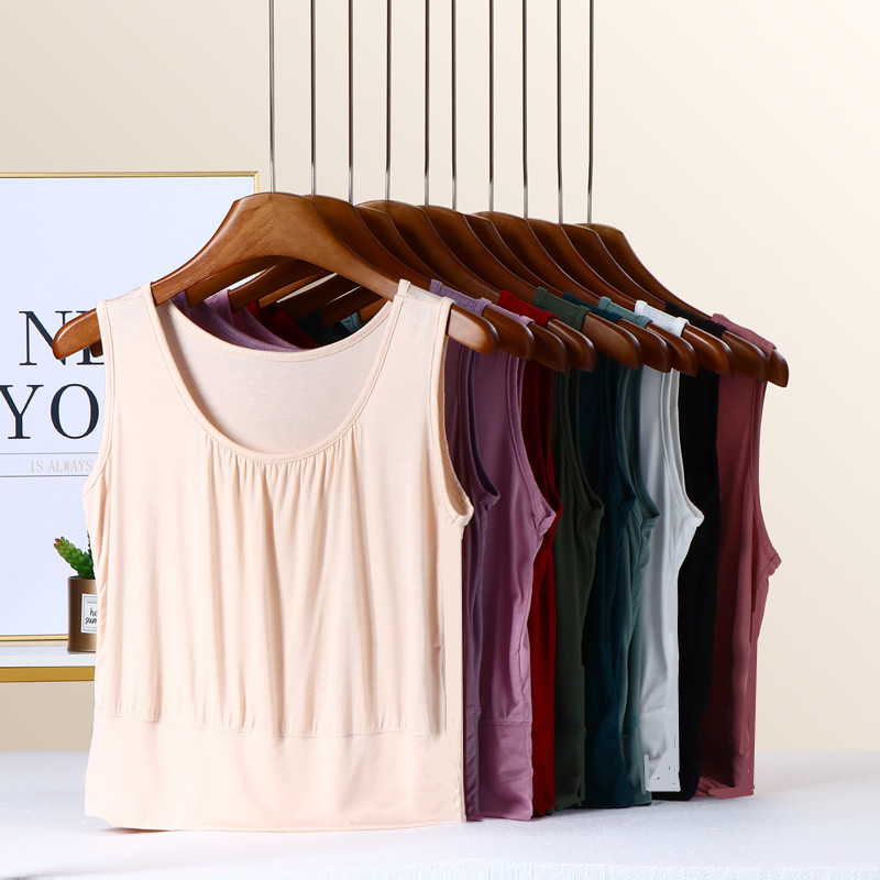 妈妈装莫代尔短款背心内穿防走光裹胸抹胸薄款宽腰中老年打底上衣