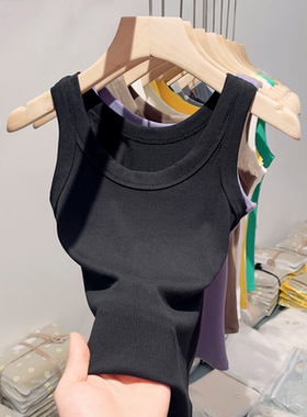 2025新款外穿螺纹吊带背心女内搭夏遮副乳防走光纯棉白色打底上衣