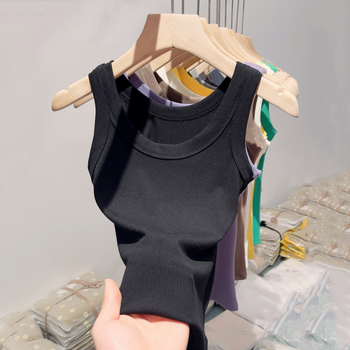 2025新款外穿螺纹吊带背心女内搭夏遮副乳防走光纯棉白色打底上衣