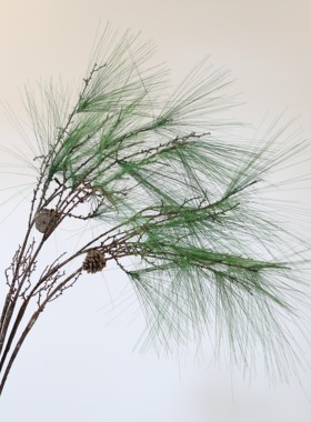 绿色仿真松枝小垂雪松长松针乔松 9头松枝 圣诞小松树 狐尾天门冬