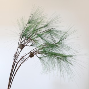 绿色仿真松枝小垂雪松长松针乔松 9头松枝 圣诞小松树 狐尾天门冬