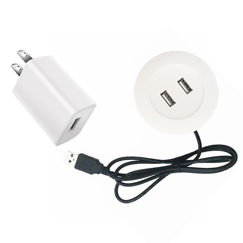 美标国标5V2.1A手机适配器充电器 智能智能防爆充电器头双USB白色
