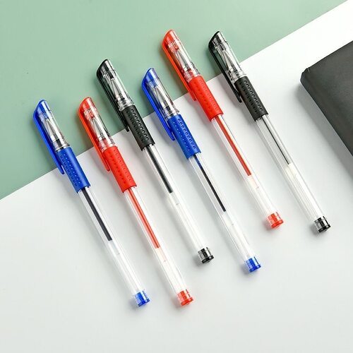 办公中性笔黑色0.5mm水笔学生文具考试水性碳素笔签字笔红蓝