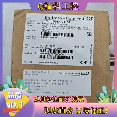 现货Endress+Hauser 音叉Order code：FT