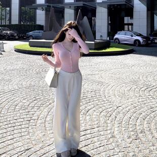 Chill巧儿【暖暖织愈】软糯垂感高腰抽绳糯糯裤宽松直筒休闲裤女