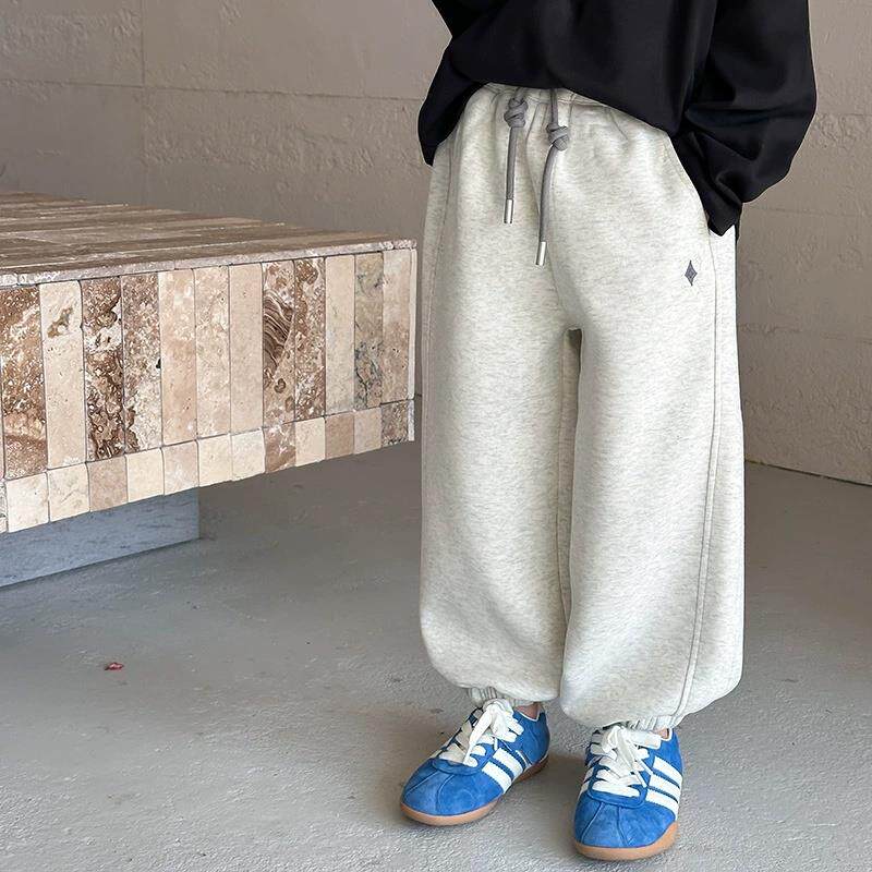 2025春款刺绣束脚宽松卫裤男女童宝宝拼接运动长裤潮 2130