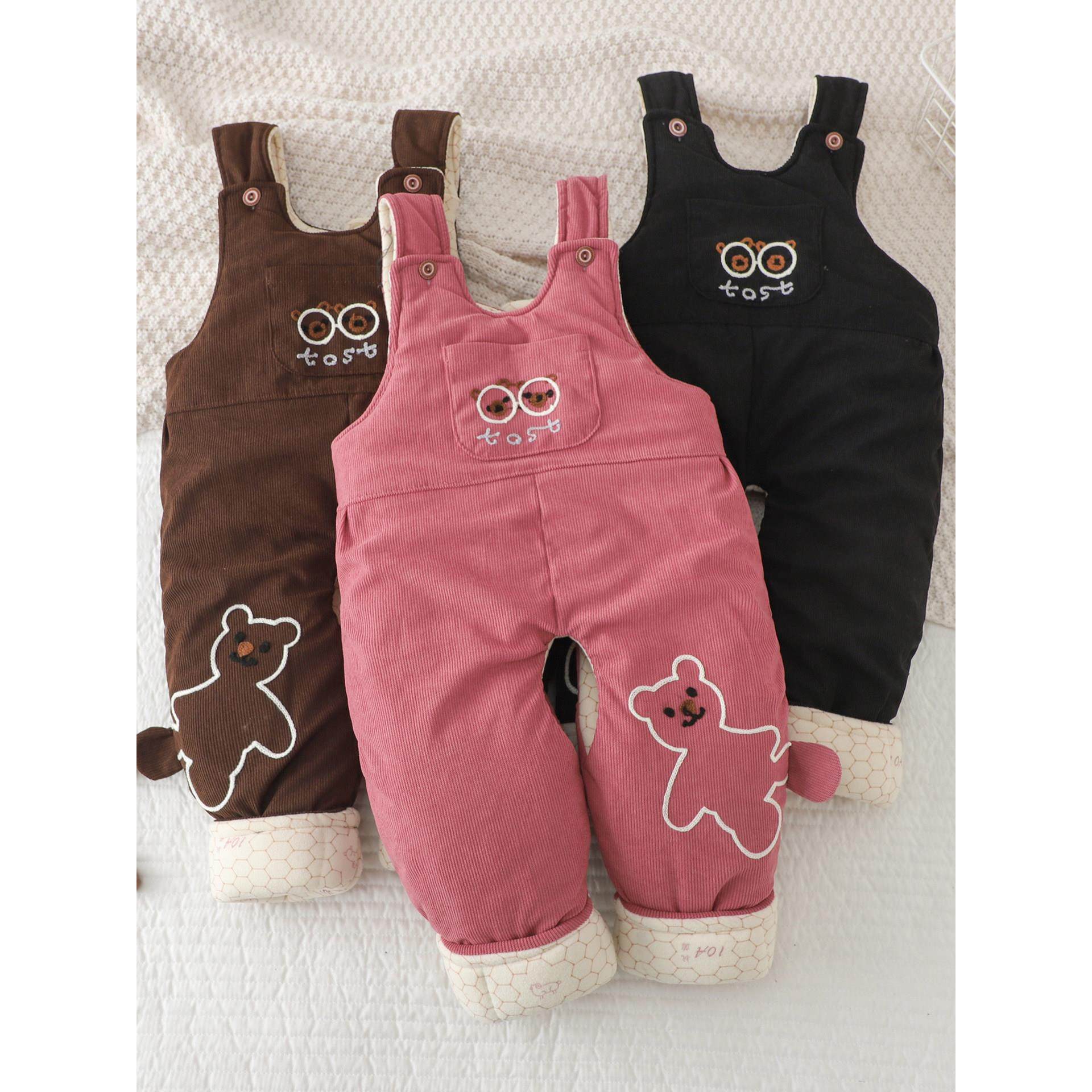 婴儿背带裤开裆棉裤秋冬外穿男女童保暖裤子宝宝连身裤一条过冬