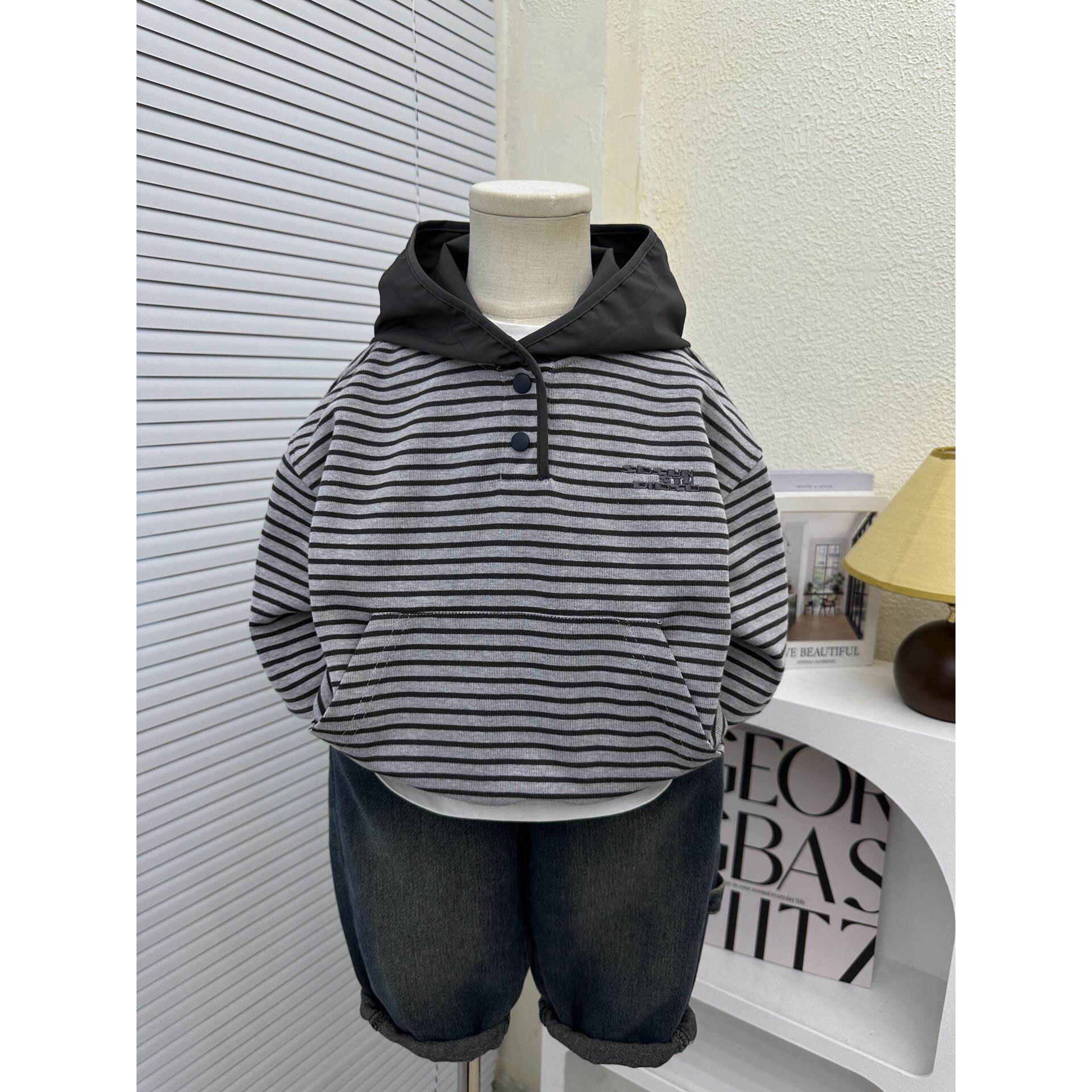 男童秋装连帽卫衣2025新款儿童韩版宽松加绒帽衫中小童秋冬上衣潮