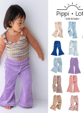 little 日本pippi lotta FW25儿童长裤灯芯绒喇叭裤牛仔裤