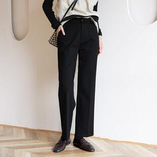 通勤西裤挺直感加厚非毛呢长裤上班高腰工作九分裤
