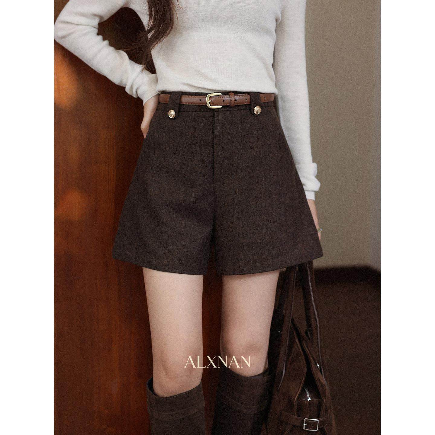 「焦糖落霜」咖色高腰百搭休闲短裤女2025秋冬季小个子西裤