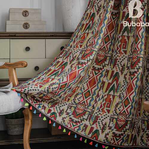 布爸爸窗帘波西米亚遮光厨房门帘客厅飘窗 纱帘遮阳几何图案