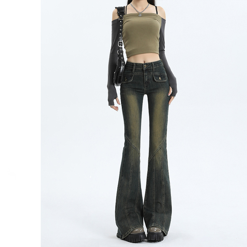 UC微喇牛仔裤女秋季高腰