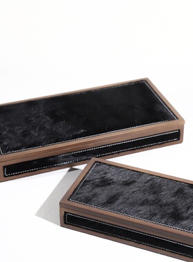 欧式现代家居装饰马毛饰品盒酒店别墅样板间客厅茶几收纳盒摆件