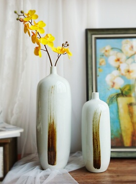 中式样板房花瓶大摆件客厅玄关博古架电视柜复古落地花瓶家居饰品