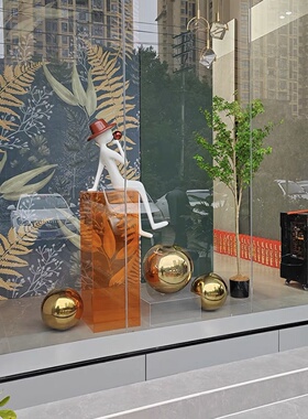 简约卡通看书人吹泡泡坐姿人物摆件商铺橱窗样板房客厅落地装饰品