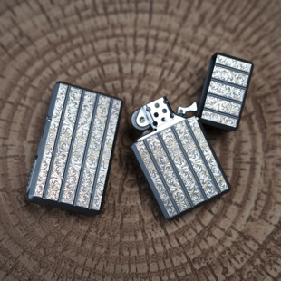 METEOR火胄 钛合金煤油打火机 唐草花 竖纹 盔甲机 户外 推牌EDC