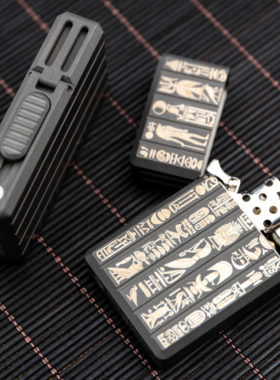 METEOR钛合金煤油打火机 埃及文字 火胄 竖纹 激光雕刻  推牌EDC