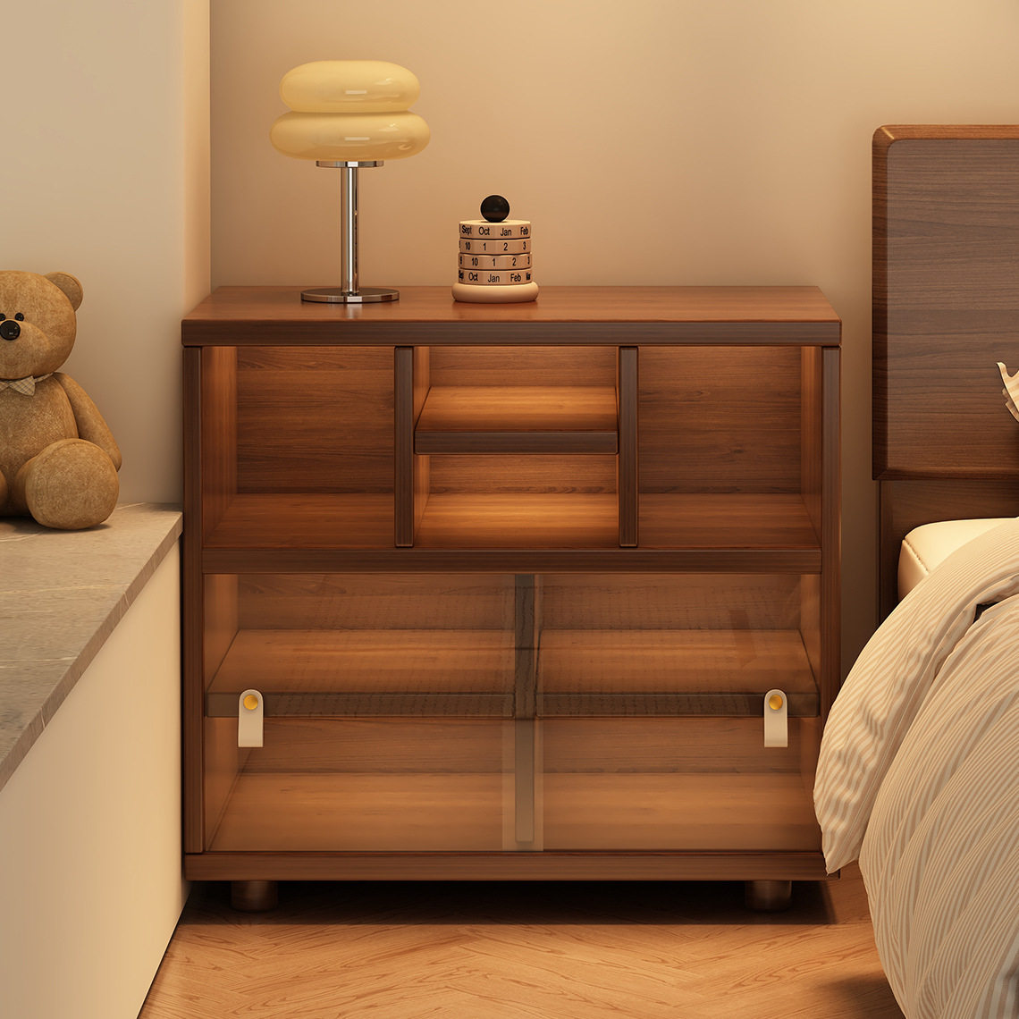 床头柜替代品储物柜一体卧室床边柜窄缝柜子斗柜置物柜矮柜小书柜