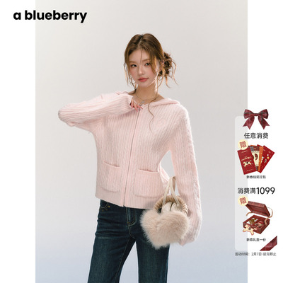 ablueberry复古麻花针织开衫女