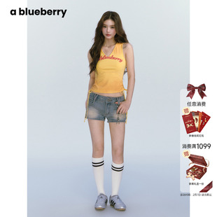 ablueberry 时尚短款辣妹短裤女设计感夏季显腿长牛仔高级感短裤