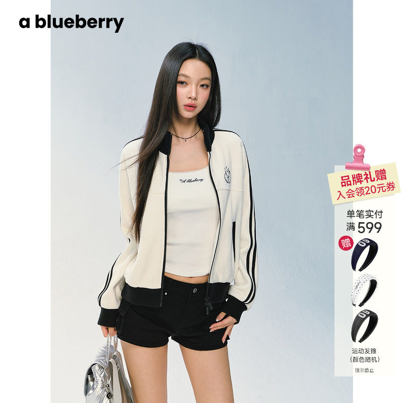 ablueberry 春野奶霜 韩系棒球服26春休闲运动风短款时尚薄外套女,女装/女士精品,短外套,淘宝优惠券,粉丝福利购,淘宝优惠卷