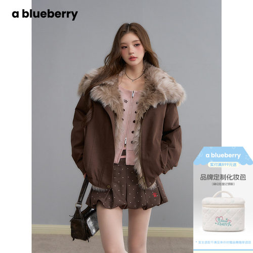 ablueberry棕色复古座山雕外套女