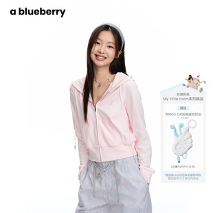 ablueberry 短款连帽卫衣外套女早秋新款韩系袋鼠兜百搭休闲上衣