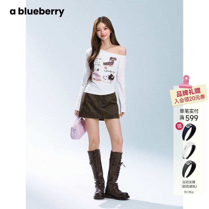 ablueberry 做旧高腰半身裙女棕色A字裙26春小众美式复古辣妹短裙,女装/女士精品,半身裙,淘宝优惠券,粉丝福利购,淘宝优惠卷