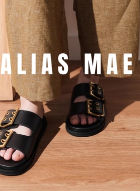 ALIAS MAE双塔扣· 设计师露趾平底真皮通勤女春夏一字拖凉鞋