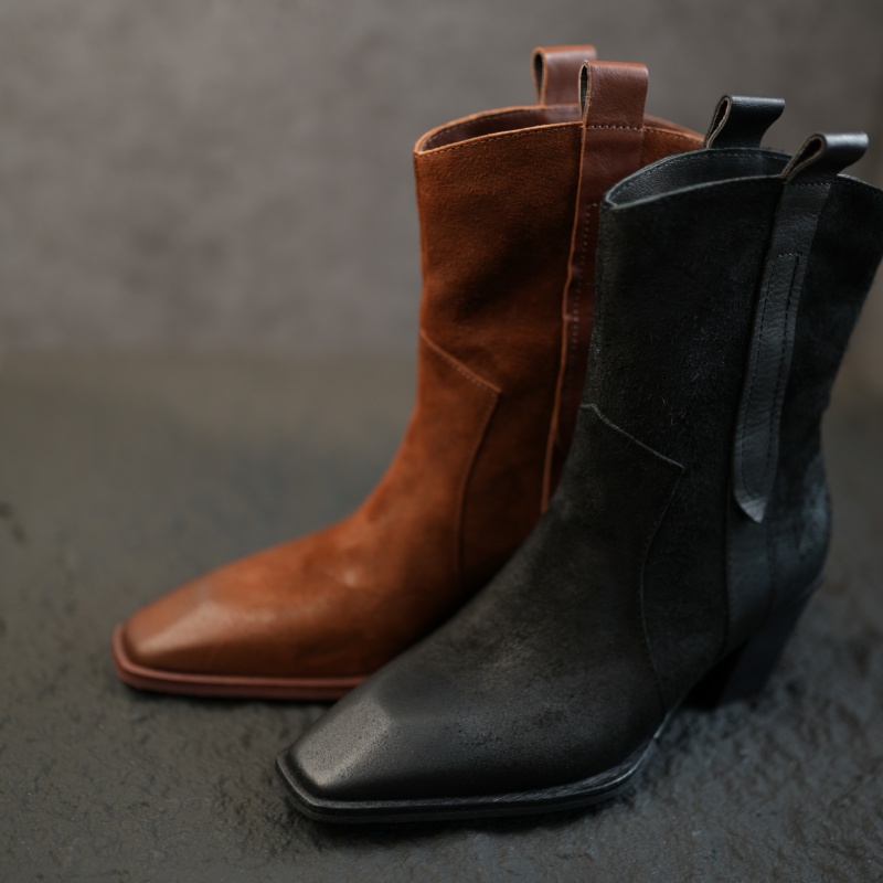 ALIASMAE方头粗跟西部靴