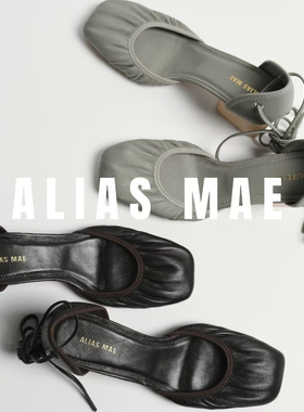 ALIAS MAE · 意大利进口小羊皮 miu系褶皱芭蕾舞 粗跟系带女单鞋