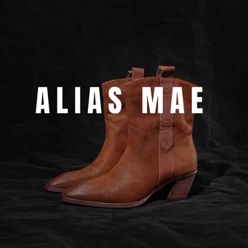 ALIASMAE方头粗跟西部靴