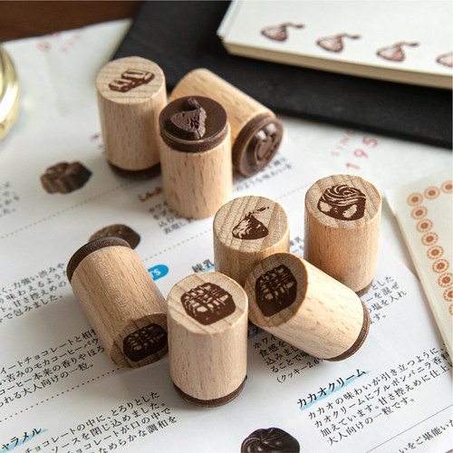 陌墨手绘小小甜品屋日常榉木印章