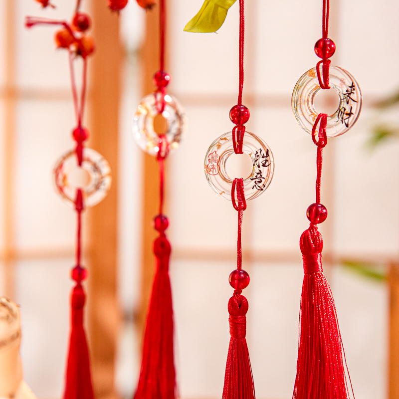 平安扣福洒金滴胶亚克力挂件