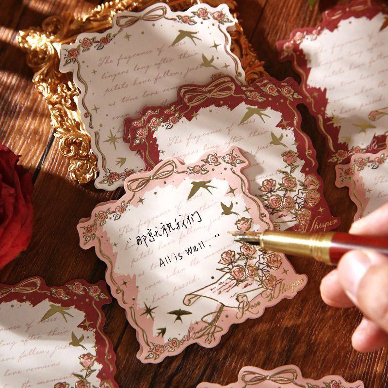 玫瑰序曲三享装浮雕烫金便签纸