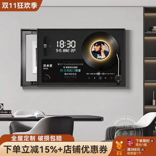 歌词定制电箱装饰画黑胶唱片免打孔遮挡配电箱电闸盒电子时钟挂画