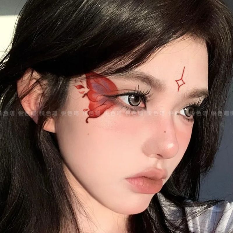 万圣节蝴蝶眼妆脸贴纹身贴眼角帅气可爱贴纸圣诞节男女恶魔妆容贴