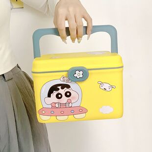 卡通蜡笔小新可爱收纳盒高颜值多格分层收纳箱防水耐用家庭药箱