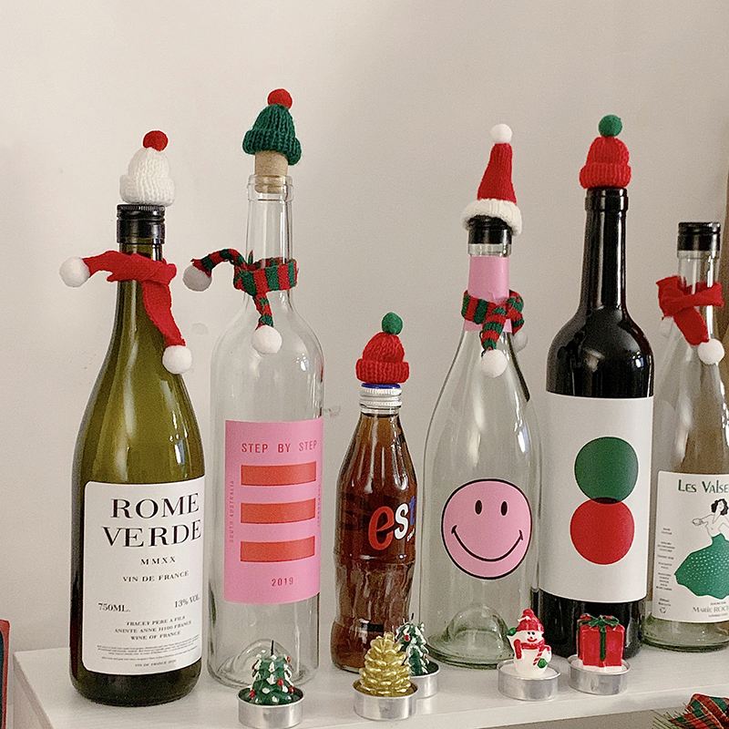 新年款针织小红帽围巾水杯玩偶装饰挂件isn可爱日韩情侣公仔配饰