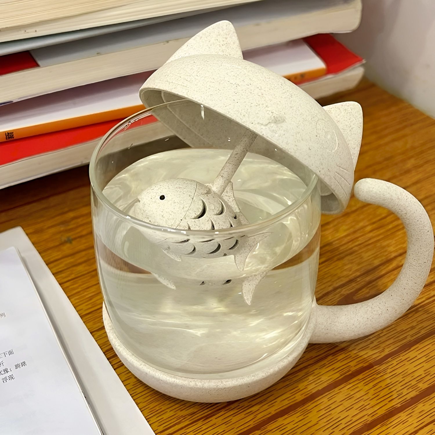 红书同款创意猫咪水杯茶水分离马克杯茶水杯办公室ins可爱玻璃杯