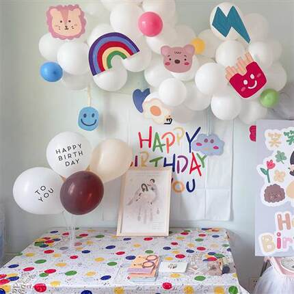 一次性桌布长方形儿童生日派对节日活动圆形餐桌甜品台布置装饰品