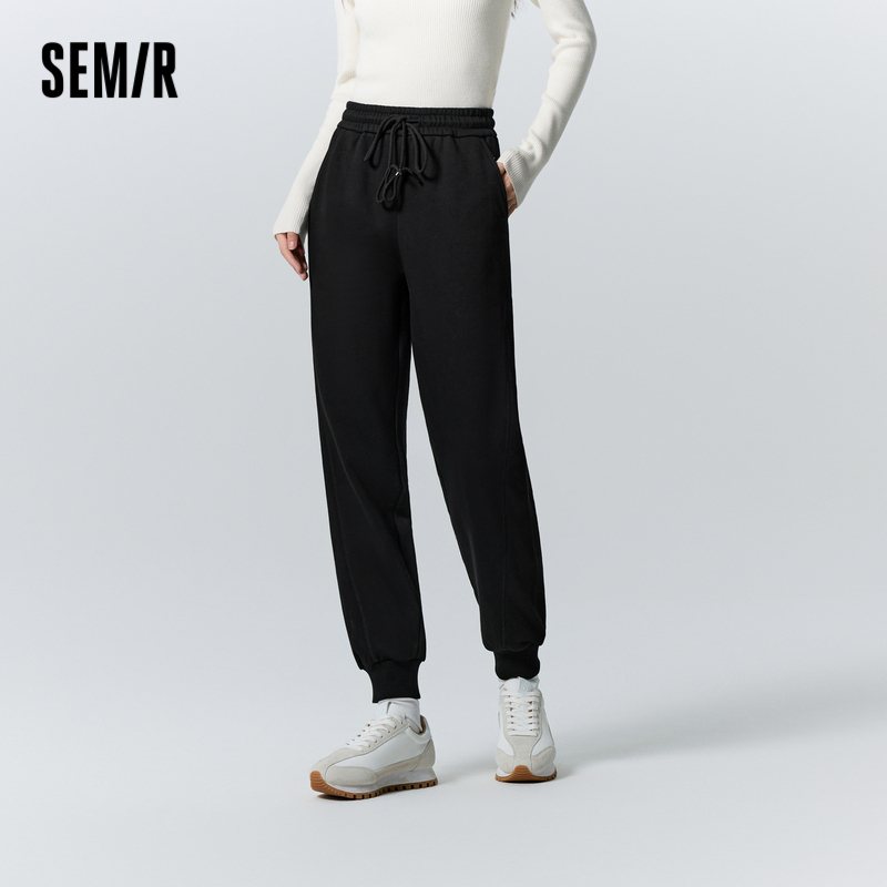 森马休闲裤刺绣抓绒运动裤