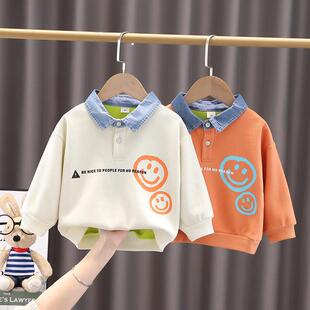 儿童长袖T恤翻领POLO衫春装春秋童装男童宝宝打底衫小童婴儿上衣